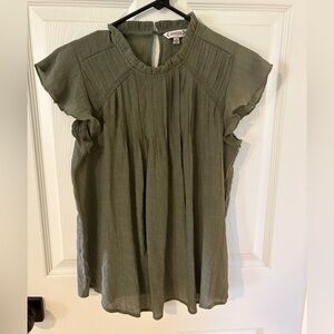 Nanette Lepore Olive Ruffle Sleeve Blouse